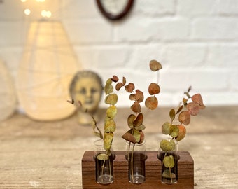 Décoration de table d'automne en bois local, vase à fleurs de style maison de campagne, vase durable en bois, prairie fleurie, l'original