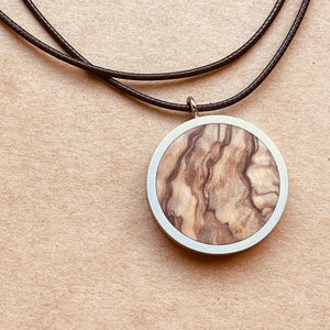 Chain with pendant made of wood and aluminum, wooden chain, silver chain, drops, tears, silverwood image 4