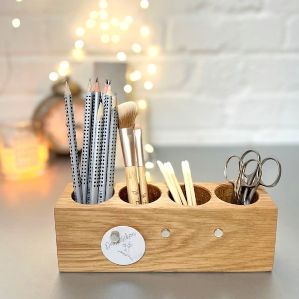 Stifthalter aus Holz, dänisches Design, Schreibtischorganisation, Visitenkartenhalter, Ordnung im Büro