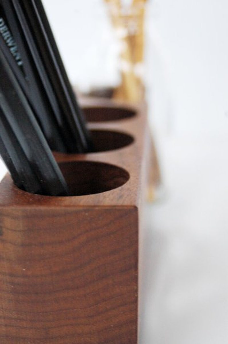 Pen Holder Wood Desk Organizer. Wooden Pencil Holder Wood Etsy