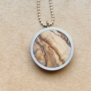 Chain with pendant made of wood and aluminum, wooden chain, silver chain, drops, tears, silverwood image 5