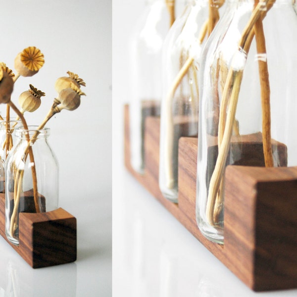 wood vase romantic, wood vase wallnut