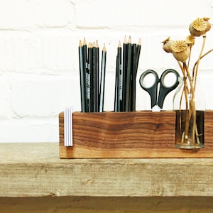 Pen Holder, Wood Desk Organizer. Wooden Pencil Holder, Wood Desk Storage, Desk Organizer, Office Organization. image 1