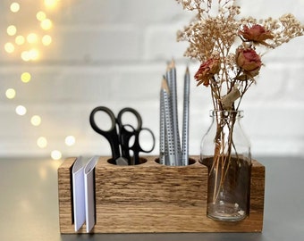 porte-stylo zéro déchet en bois local, bureau, organisateur de bureau, bureau à domicile, vase pour fleurs séchées, design danois