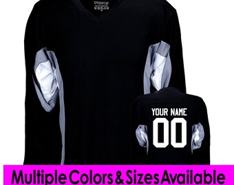 Custom Hockey Jerseys with Purple and White Ale Stars Logo Adult Goalie Cut / (Number on Back and Sleeves) / Black