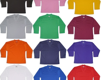 Camiseta de hockey personalizada con nombre y número en la espalda, diseño de un solo color en la parte delantera
