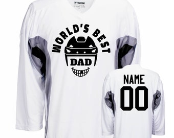 Father's Day World's Best Dad Ice Hockey Jersey with Name and Number on Back