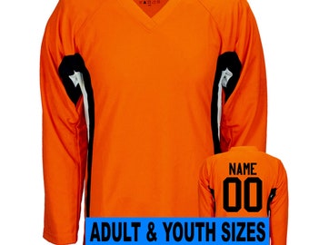 Orange Customized Hockey Jersey with Name & Number on back Adult and Children sizes
