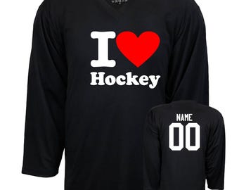Custom I Love Hockey Ice Hockey Jersey or Add Your Own Design