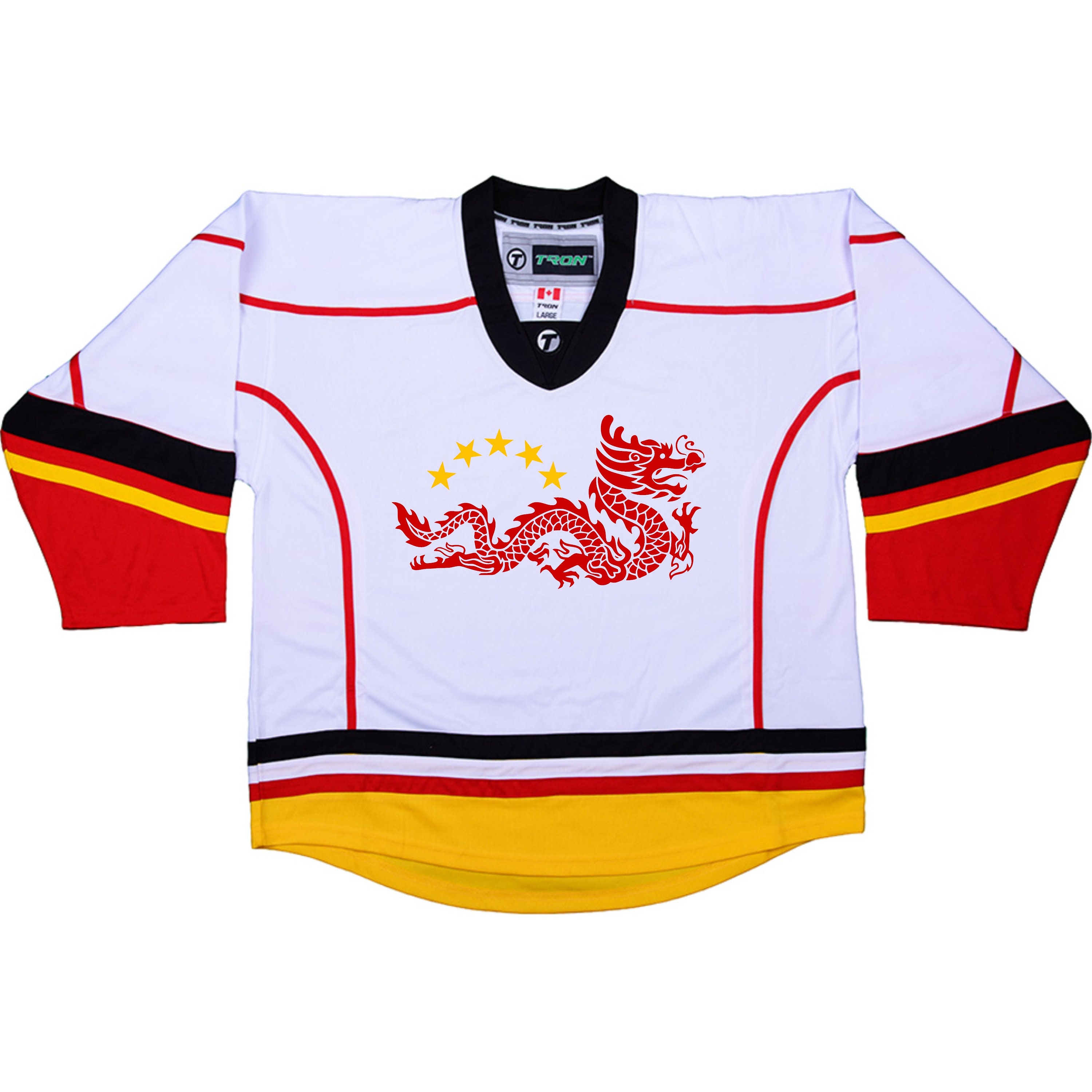 Red Goalie Cut Tron Hockey Jersey (XXL)