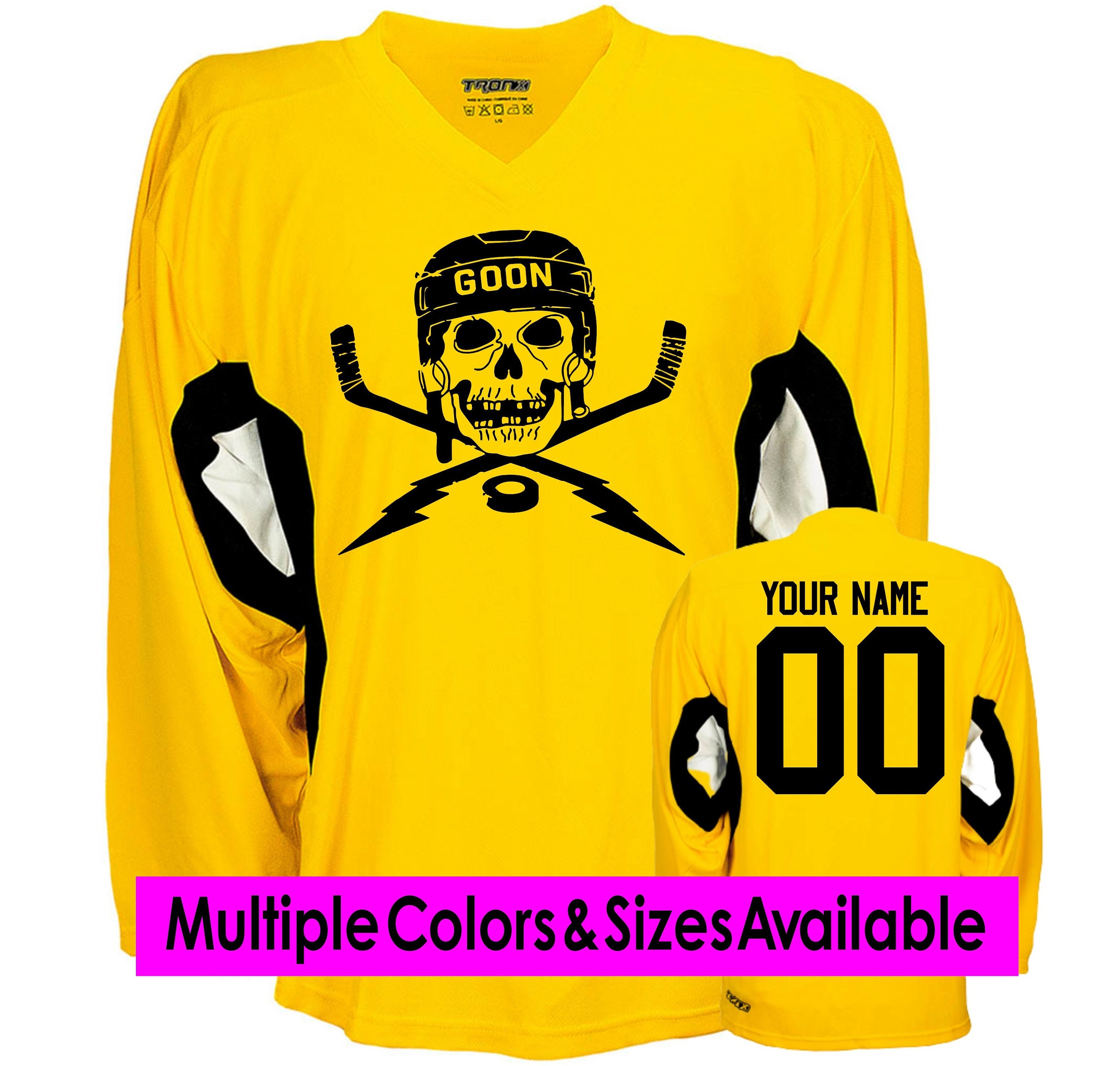 Personalized Yellow and Black Ice Hockey Jersey Small Christmas Stocking