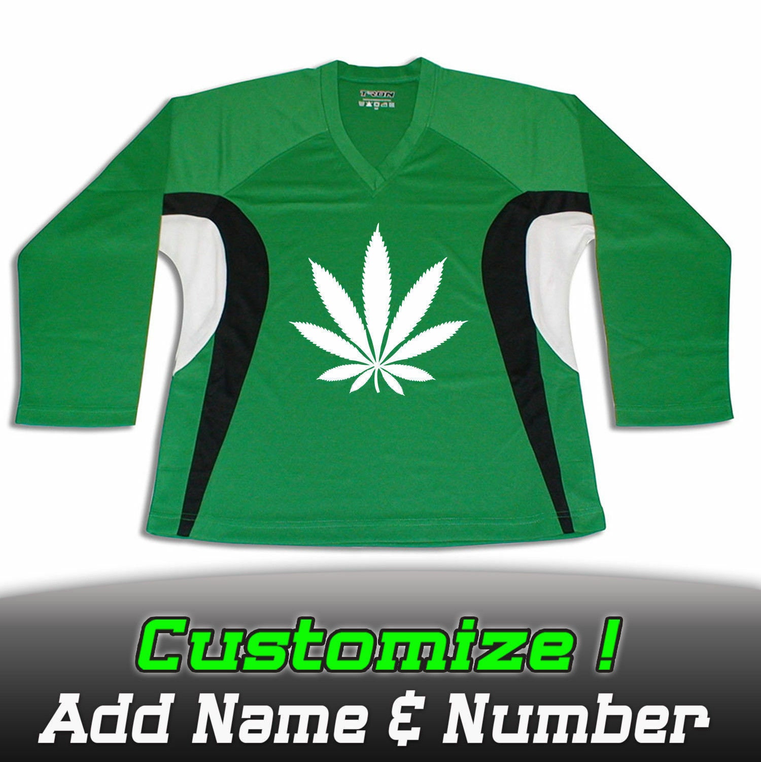 Marijuana POT Weed Graphic on Hockey Practice Jersey Name & Number