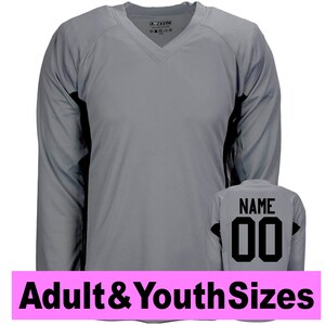 Gray Customized Hockey Jersey with Name & Number on back Adult and Children sizes