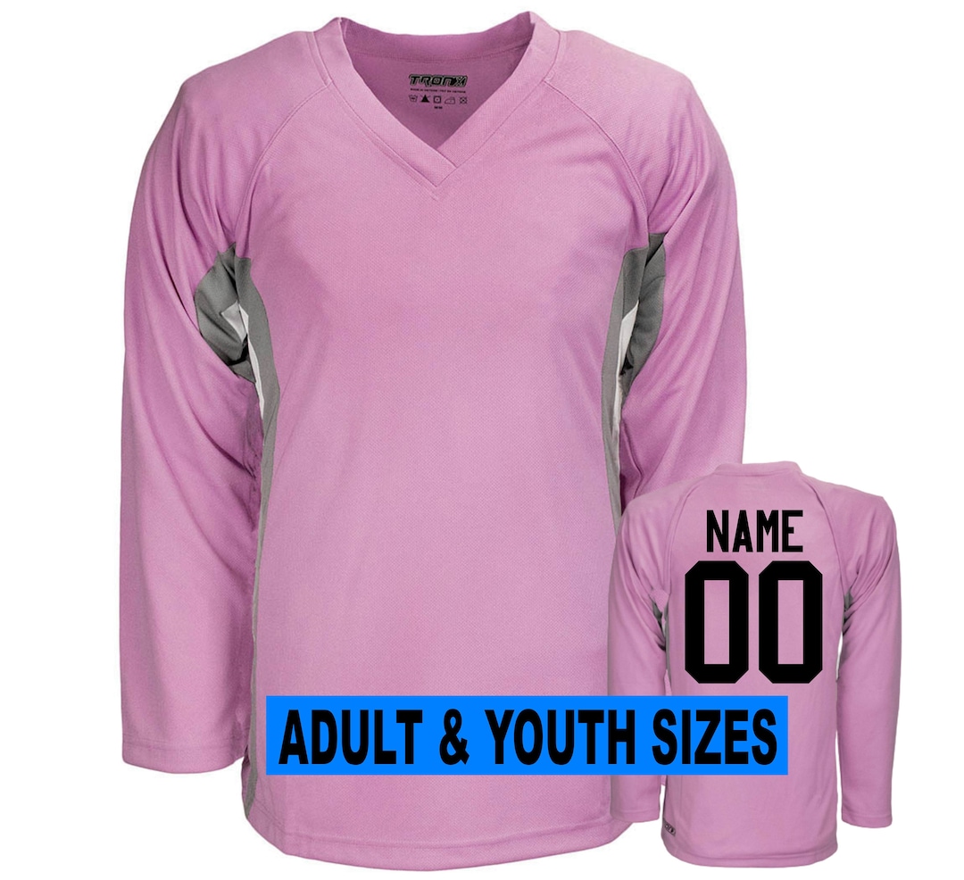 Pink Customized Hockey Jersey With Name & Number on Back Adult and