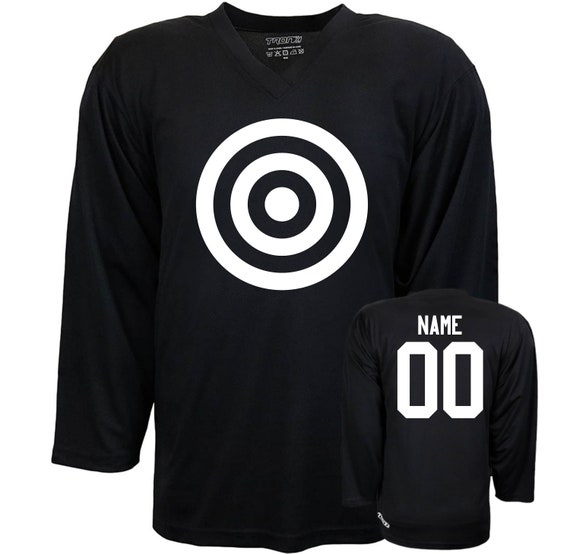 Bulls Eye Target Hockey Jersey Graphic with Your Name & Number on the back