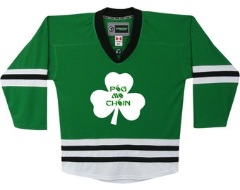 Camiseta personalizada de hockey sobre hielo del Día de San Patricio: Pog Mo Thoin Shamrock