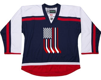Custom USA Stick Flag Hockey jersey Customized with your name & number on the back