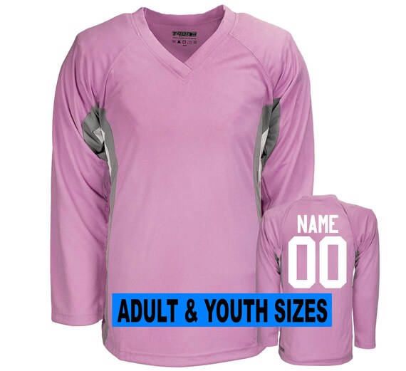 Maillot de hockey personnalise rose avec nom et numero au dos tailles adulte et enfant Etsy France