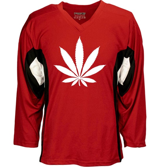 Marijuana POT Weed Graphic on Hockey Practice Jersey Name & Number