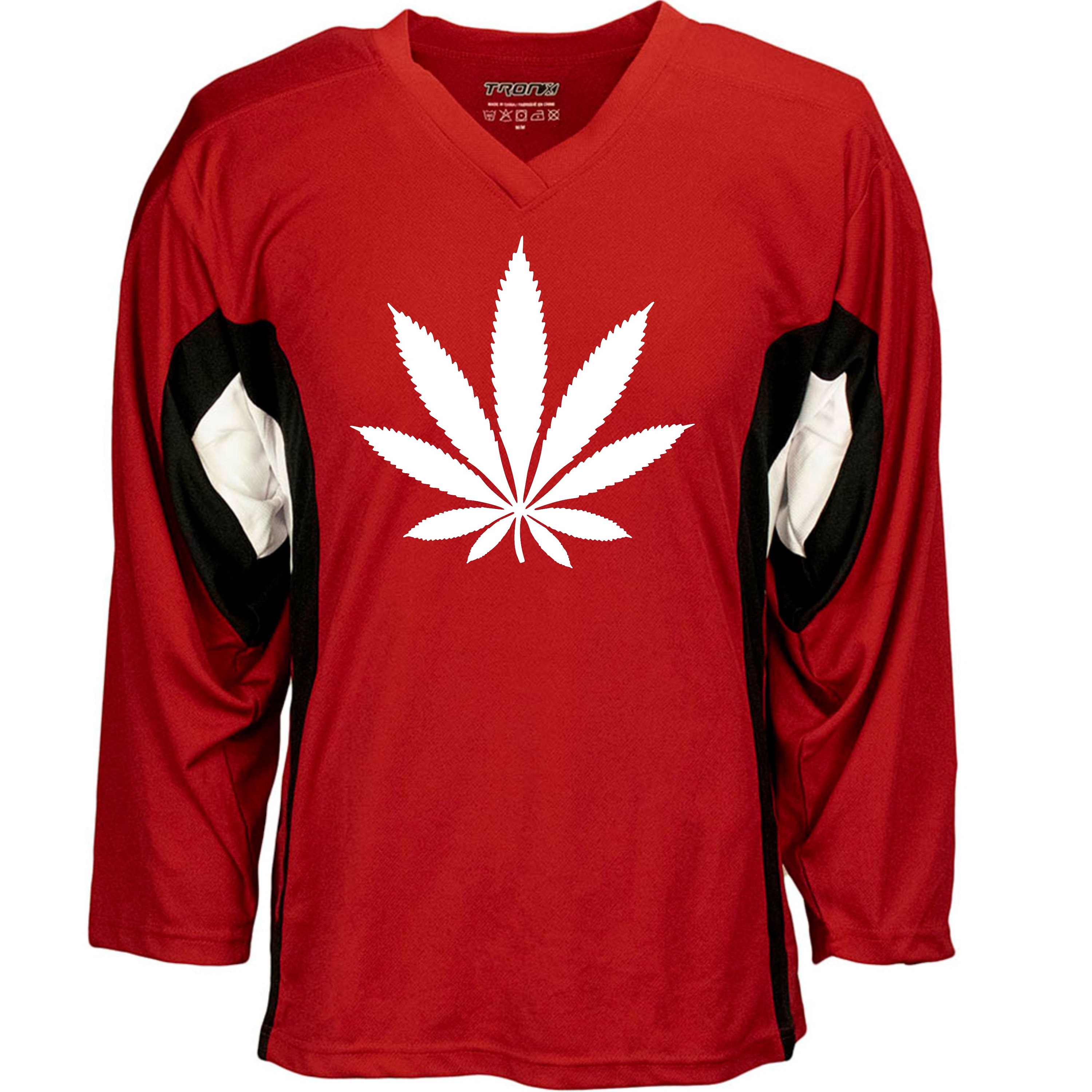 Marijuana POT Weed Graphic on Hockey Practice Jersey Name & Number