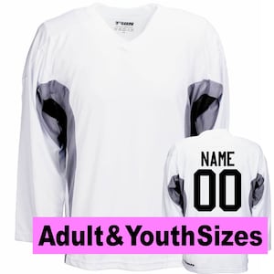 White Customized Hockey Jersey with Name & Number on back Adult and Children sizes