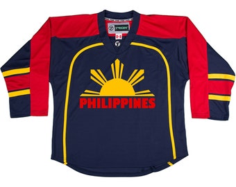 Camiseta de hockey sobre hielo Heritage de Filipinas personalizada con nombre y número