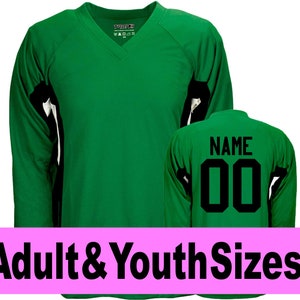 Green Customized Hockey Jersey with Name & Number on back Adult and Children sizes