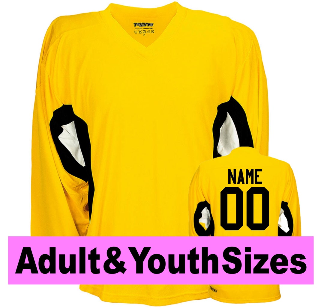 Gold Yellow Customized Hockey Jersey With Name & Number on Back Adult