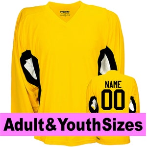 Gold Yellow Customized Hockey Jersey with Name & Number on back Adult and Children sizes