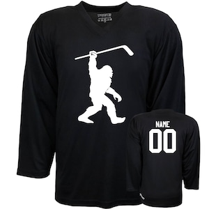 Customizable Bigfoot Yeti Sasquatch Ice Hockey Jersey with Name and Number on the back