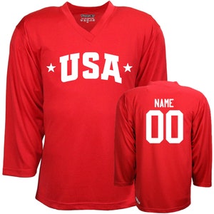 Customizable USA Ice Hockey Jersey with Name and Number on the back