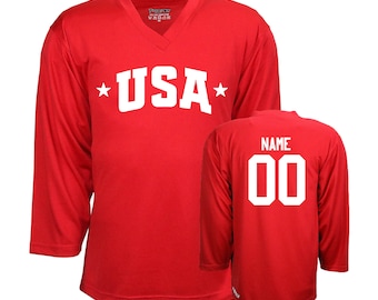 Personalisierbares USA Eishockey Trikot mit Name und Nummer auf der Rückseite