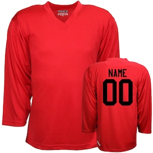 Customized Red Hockey Jersey with Name & Number on back Adult and Children sizes
