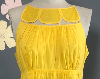 Yellow Dress, Adrianna Papell 90s Sunshine Yellow Dress, Empire Waist Vintage Dress, S SMALL 36"