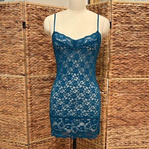 all lace slip teal slipdress urban outfitters 90s 00s see through lingerie