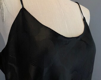 Vintage Black Satin Slip, California Dynasty 80s Slinky Black Satin Slip Dress, L LARGE 40" Bust