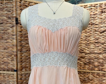 1940s Bias Cut Slip Dress, Rayon Trousseaux Vintage Long Slip, XS