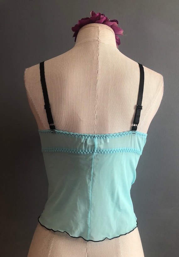 Bustier Top, Escante 80s Sheer Blue and Black Bus… - image 4