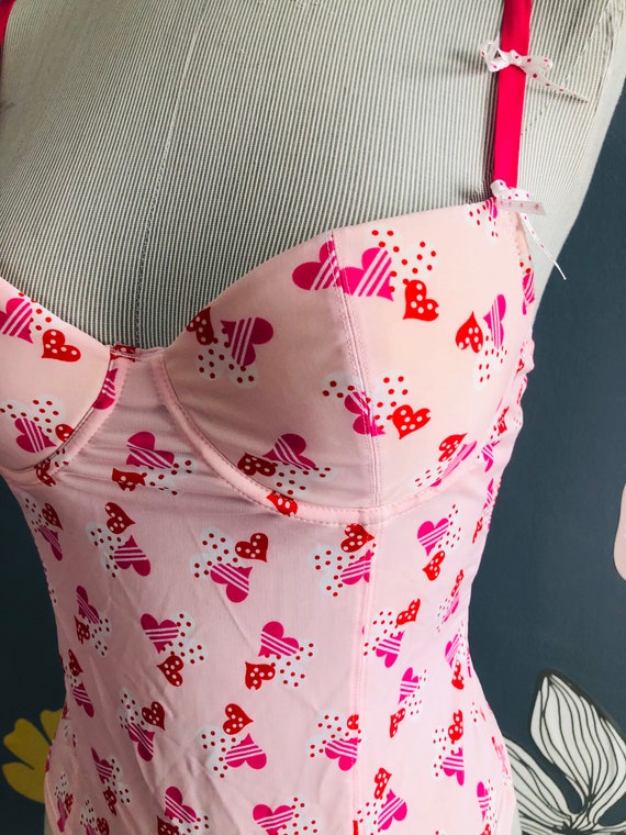 Pink Heart Top, Heart Pattern Camisole Bustier Top