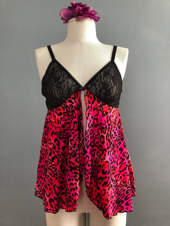 Babydoll Lingerie, Animal Print Babydoll Top, Vin… - image 2