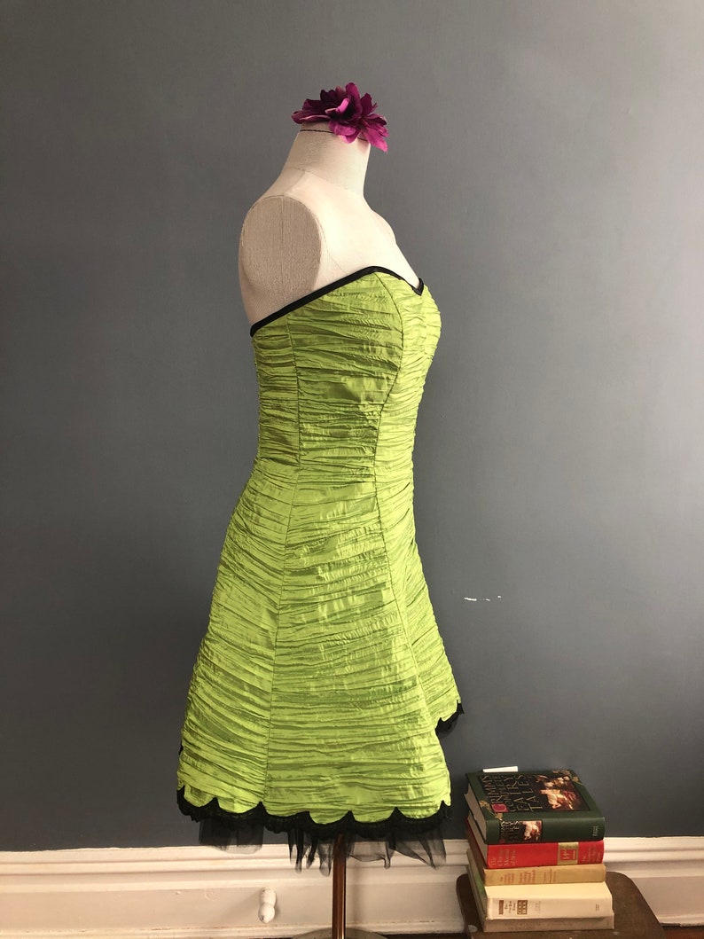 S 1980s Jessica McClintock for Gunne Sax Dress Chartreuse Party Dress 80s Madonna Dress Tulle Prom Dress