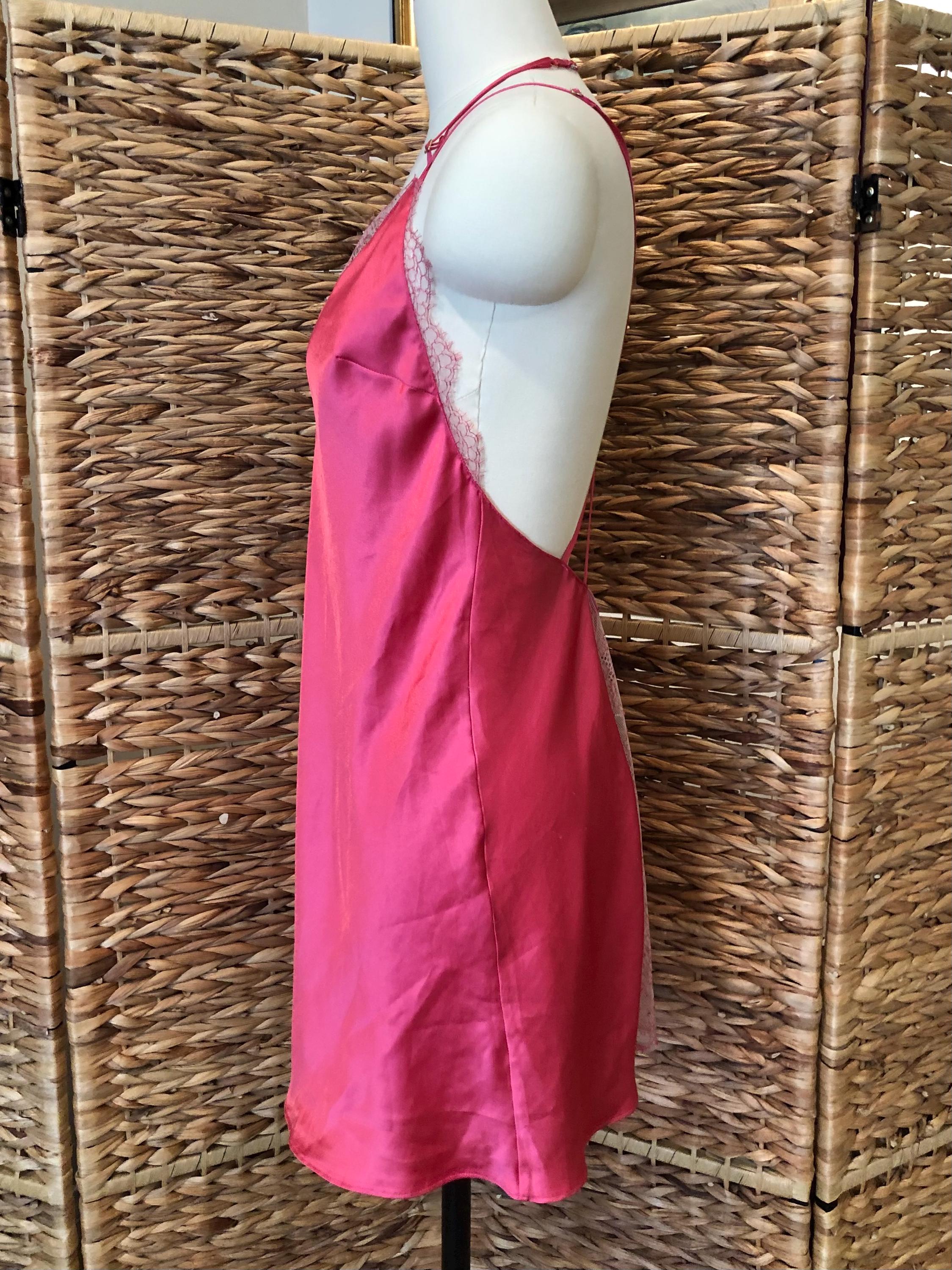 Y2K Victoria's Secret Pink Satin Lace Slip Dress (38" Bust) - Etsy
