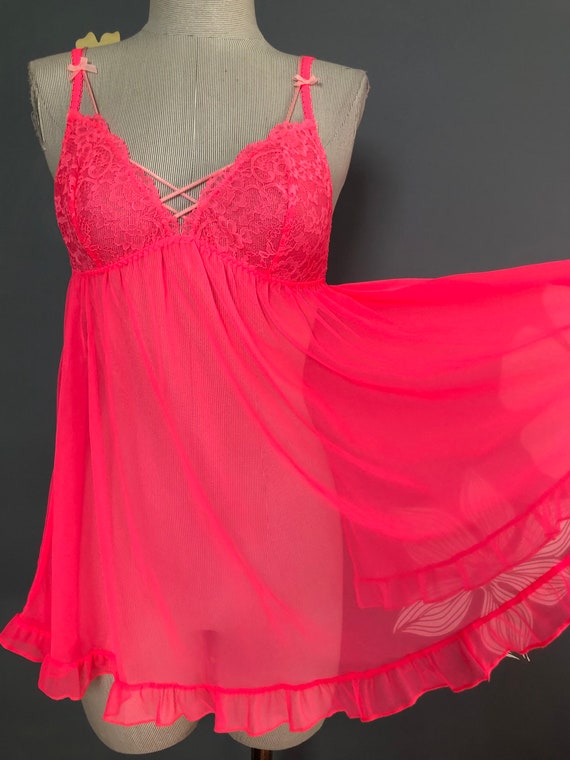 Victoria's Secret Summer Pink Lace Babydoll