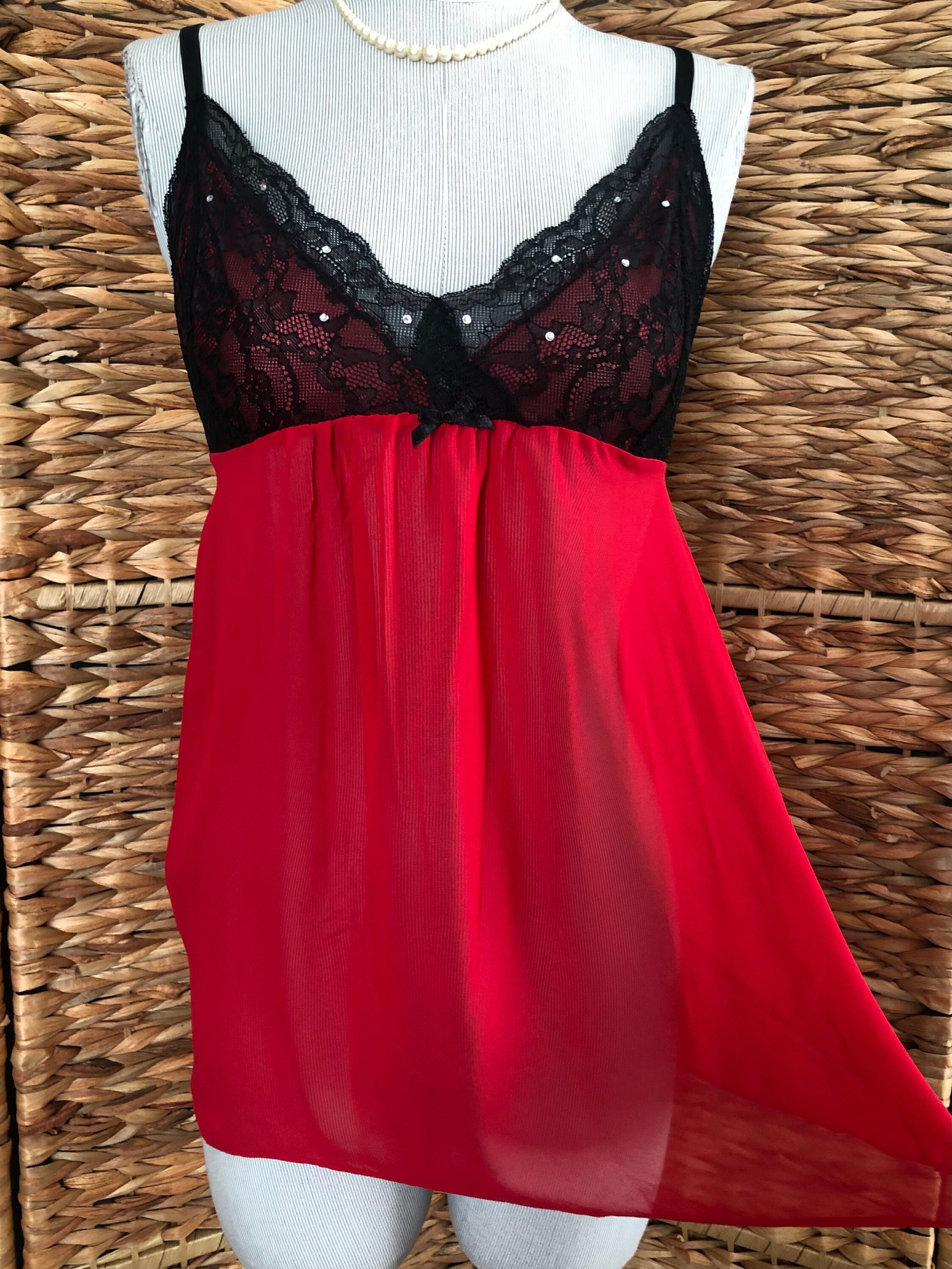 red and black babydoll dress Social Collision Red Rosette Black Babydoll Dress