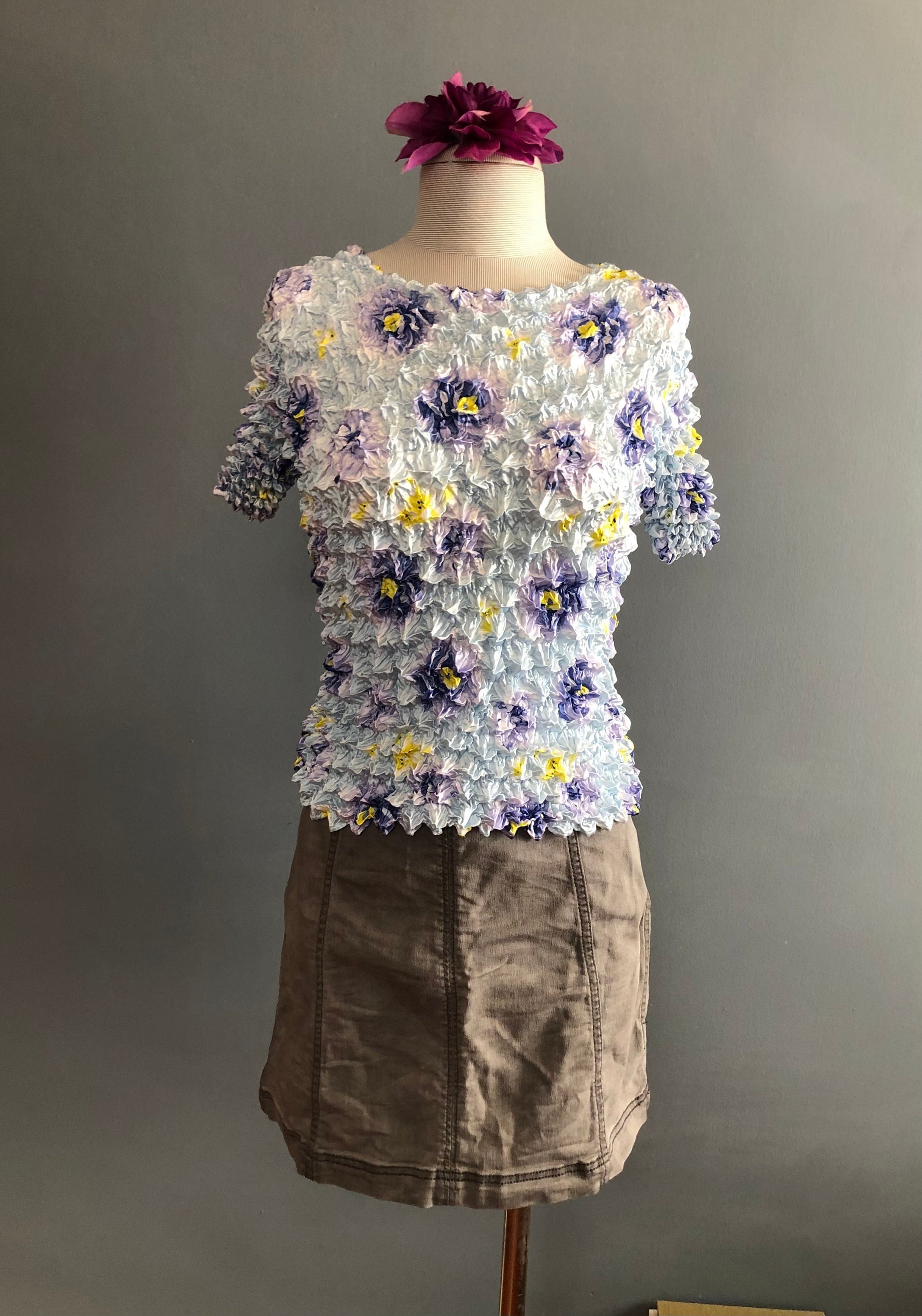 90s Blue Floral Magic Popcorn Shirt 