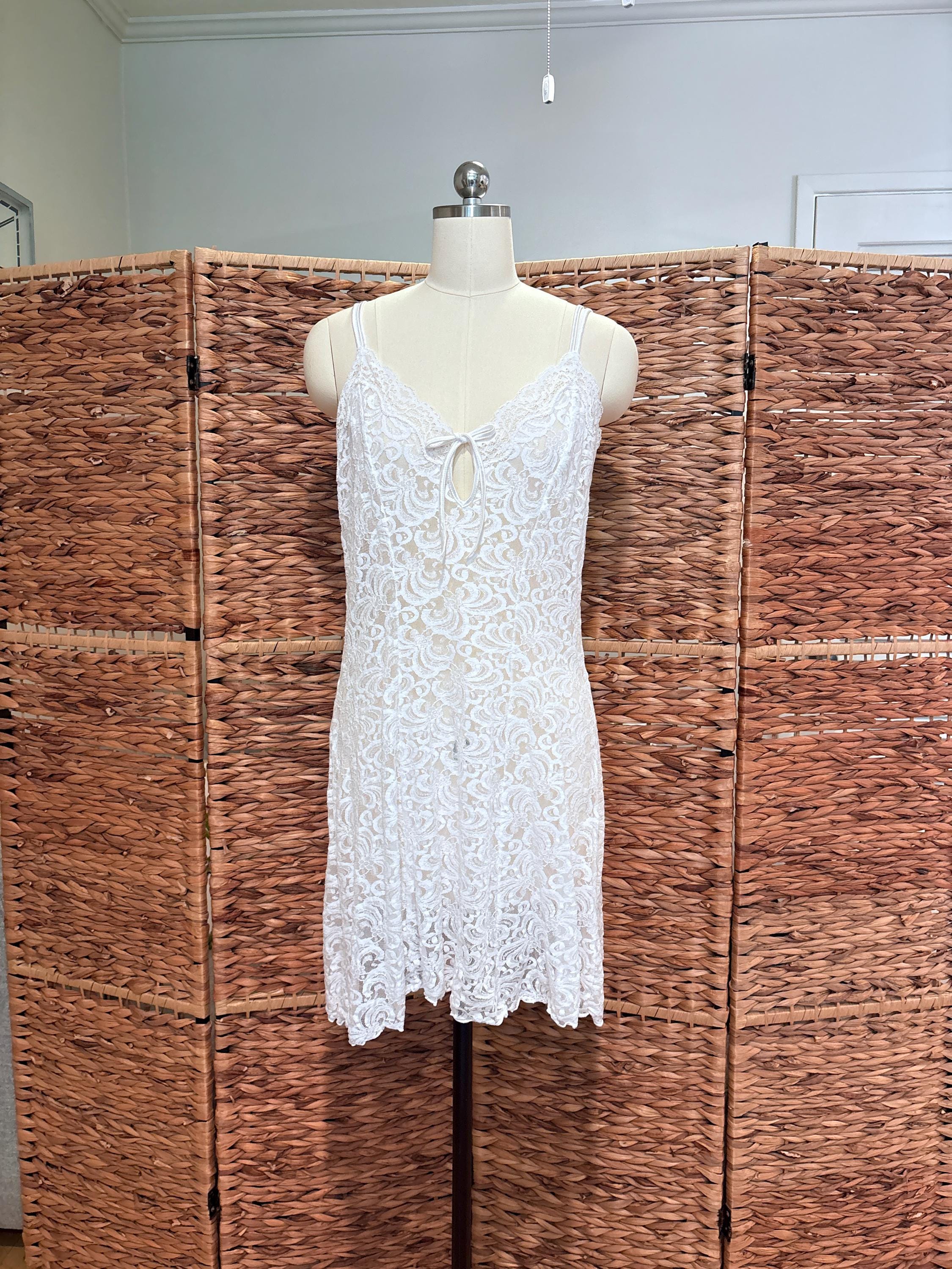 90s White Slip Dress - Etsy