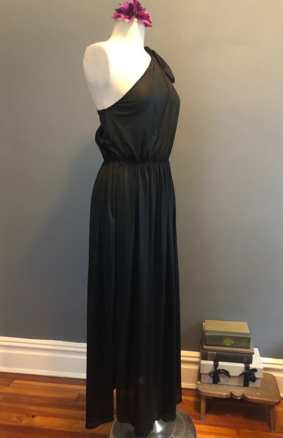 Cattani 70s Nightgown, Long Off the Shoulder Blac… - image 7