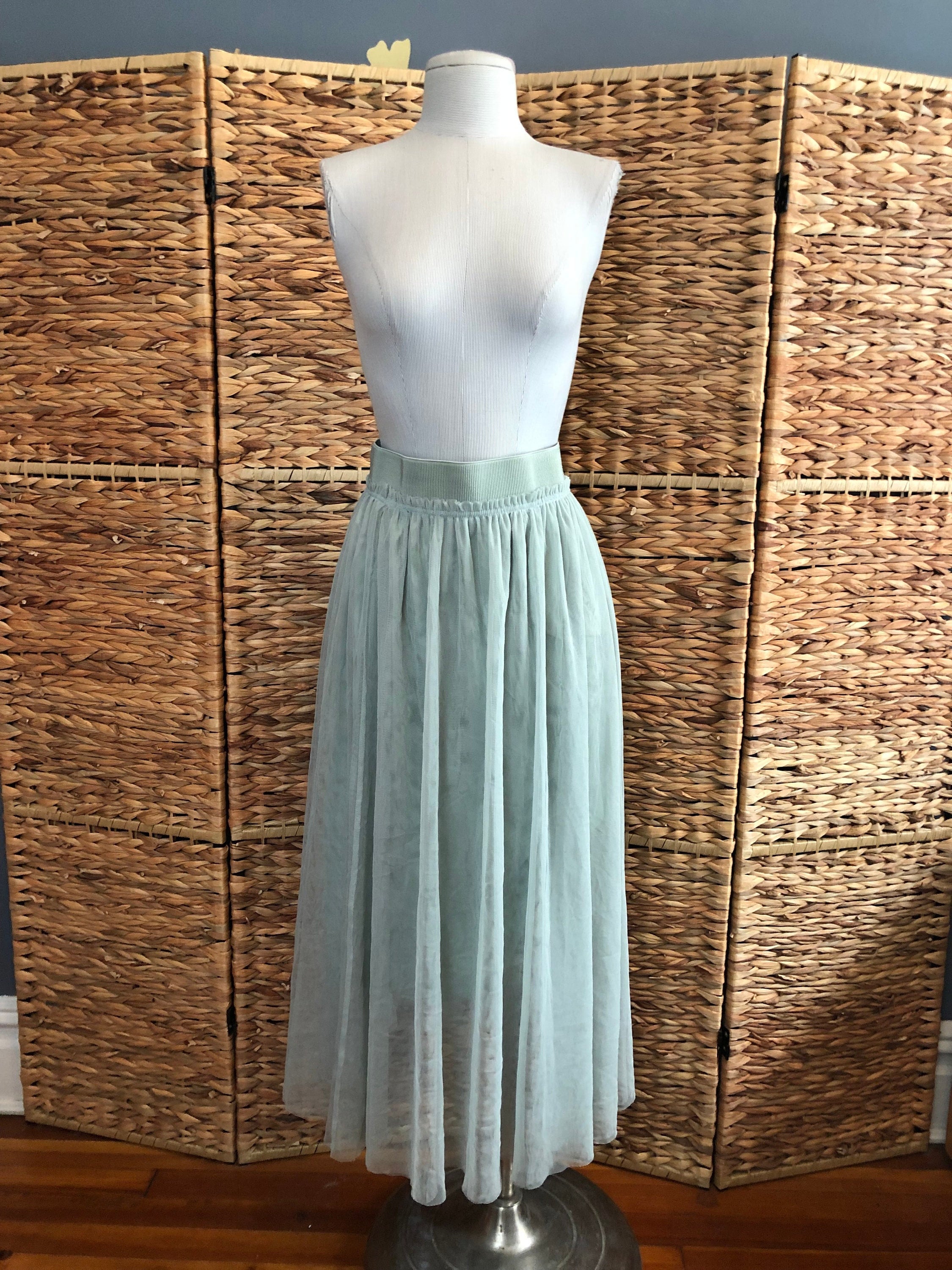 Y2K H&M Sage Green Tulle Ballerina Skirt Long 90s A-line - Etsy
