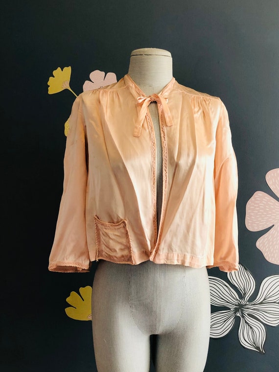 Barbizon 40s Champagne Pink Bed Jacket, XS - image 1