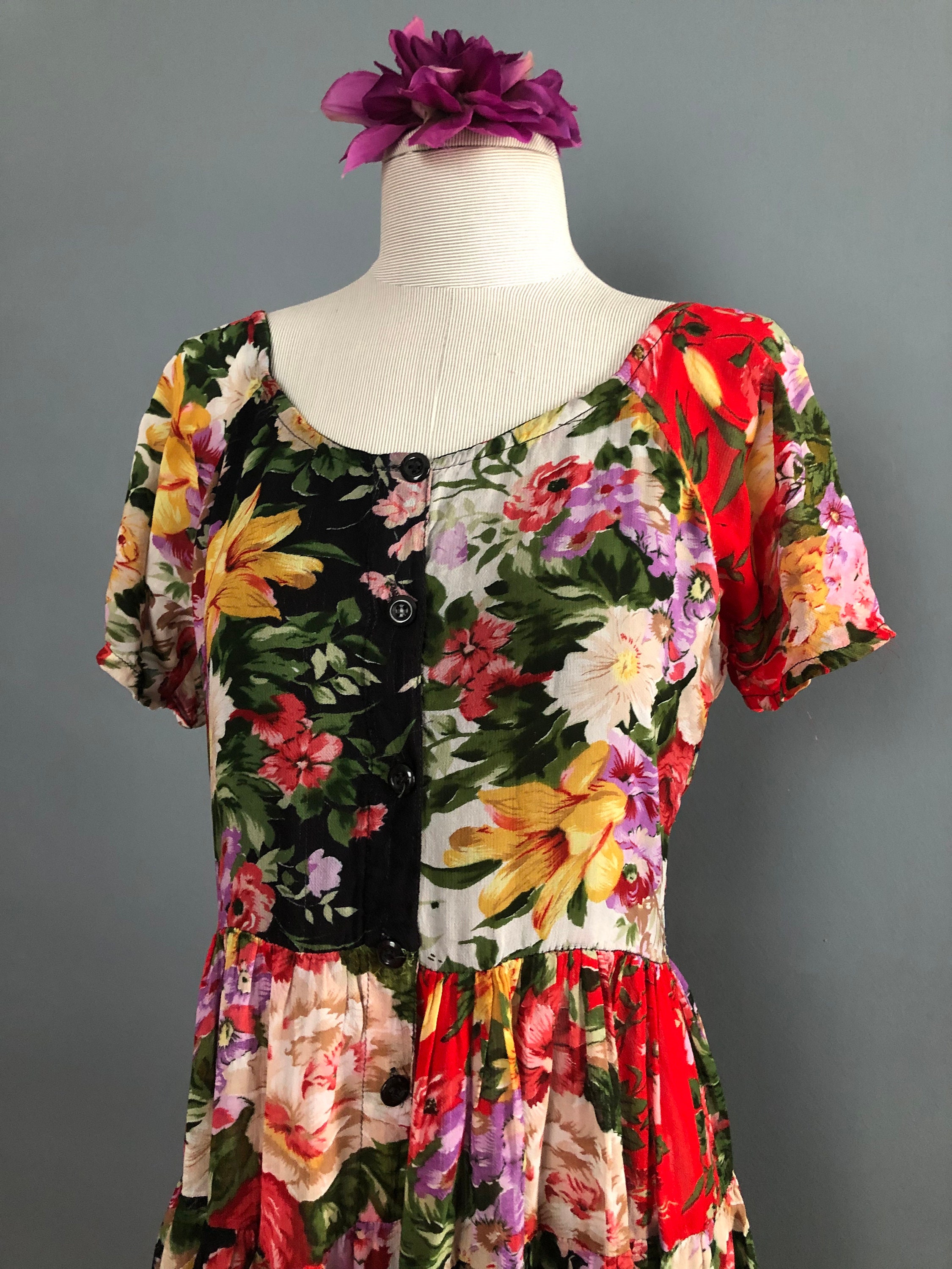 Sheer Floral Maxi Dress 80s Neiman Marcus Full Skirt Boho - Etsy